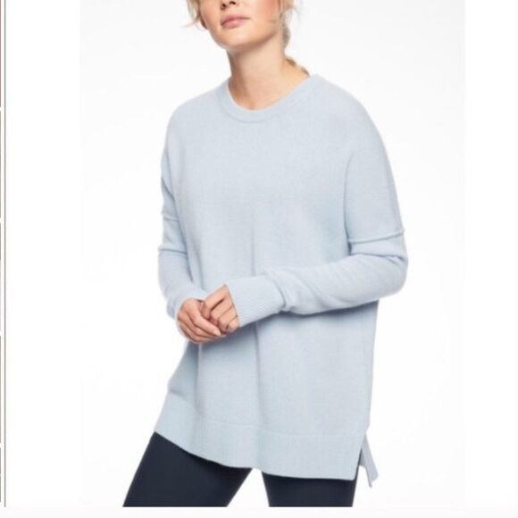 Athleta Sweaters - Athleta Perspective Wool Cashmere Sweater Light Blue M